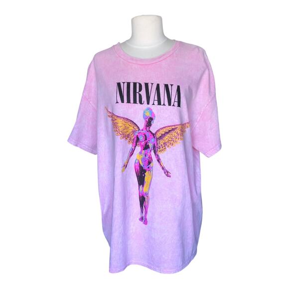 NIRVANA Other - Nirvana in Utero Band Merch T-Shirt Pink Cotton Round Neck Short Sleeve Large